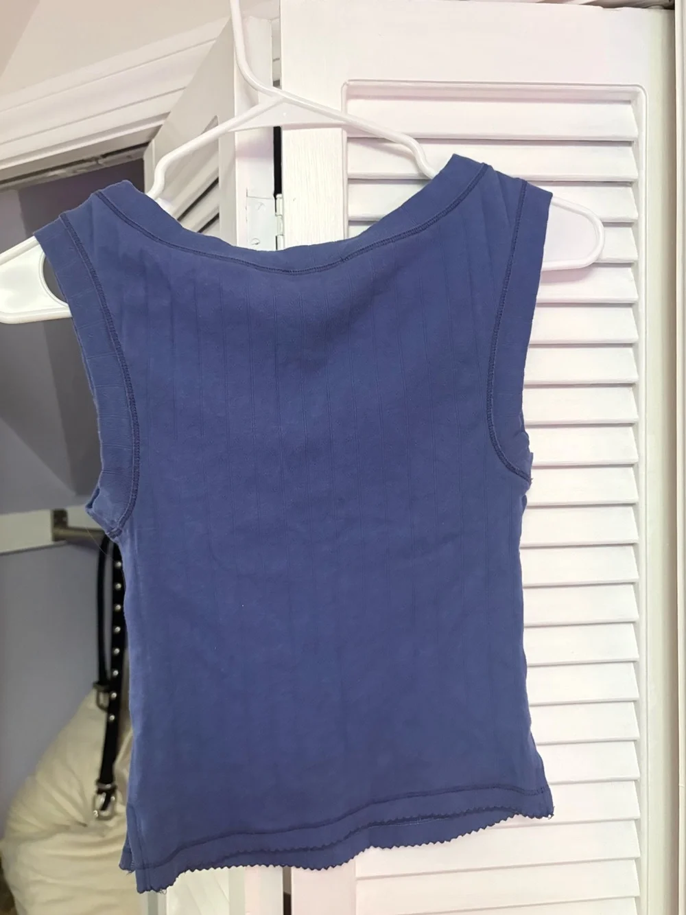 Free People End Game Pointelle Muscle Tank Blackened Blue Size Extra Small